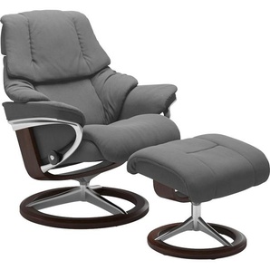 Relaxsessel STRESSLESS Reno Sessel Gr. Microfaser DINAMICA, Signature Base Braun-S, Relaxfunktion-Drehfunktion-Plus™System-Gleitsystem-BalanceAdapt™, B/H/T: 79 cm x 99 cm x 75 cm, grau (dark grey dinamica) Lesesessel und Relaxsessel