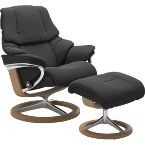Relaxsessel STRESSLESS Reno Sessel Gr. Microfaser DINAMICA, Signature Base Eiche, Relaxfunktion-Drehfunktion-Plus™System-Gleitsystem-BalanceAdapt™, B/H/T: 79 cm x 99 cm x 75 cm, grau (charcoal dinamica) Lesesessel und Relaxsessel