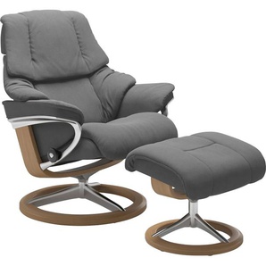 Relaxsessel STRESSLESS Reno Sessel Gr. Microfaser DINAMICA, Signature Base Eiche, Relaxfunktion-Drehfunktion-Plus™System-Gleitsystem-BalanceAdapt™, B/H/T: 79 cm x 99 cm x 75 cm, grau (dark grey dinamica) Lesesessel und Relaxsessel