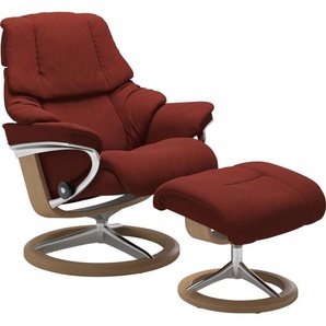 Relaxsessel STRESSLESS Reno Sessel Gr. Microfaser DINAMICA, Signature Base Eiche, Relaxfunktion-Drehfunktion-Plus™System-Gleitsystem-BalanceAdapt™, B/H/T: 83 cm x 100 cm x 76 cm, rot (red dinamica) Lesesessel und Relaxsessel mit Signature Base, Größe S, M