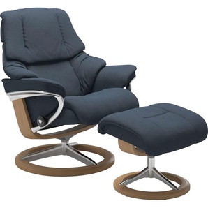 Relaxsessel STRESSLESS Reno Sessel Gr. Microfaser DINAMICA, Signature Base Eiche, Relaxfunktion-Drehfunktion-Plus™System-Gleitsystem-BalanceAdapt™, B/H/T: 92 cm x 100 cm x 80 cm, blau (blue dinamica) Lesesessel und Relaxsessel