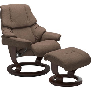 Relaxsessel STRESSLESS Reno Sessel Gr. ROHLEDER Stoff Q2 FARON, Classic Base Braun, Relaxfunktion-Drehfunktion-Plus™System-Gleitsystem, B/H/T: 88 cm x 98 cm x 78 cm, braun (dark beige q2 faron) Lesesessel und Relaxsessel mit Hocker, Classic Base, Größe S,