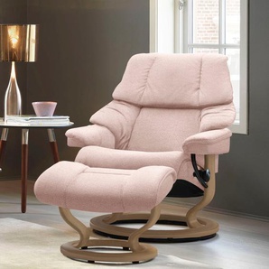 Relaxsessel STRESSLESS Reno Sessel Gr. ROHLEDER Stoff Q2 FARON, Classic Base Eiche, Relaxfunktion-Drehfunktion-Plus™System-Gleitsystem, B/H/T: 75 cm x 96 cm x 75 cm, pink (light q2 faron) Lesesessel und Relaxsessel mit Classic Base, Größe S, M & L,