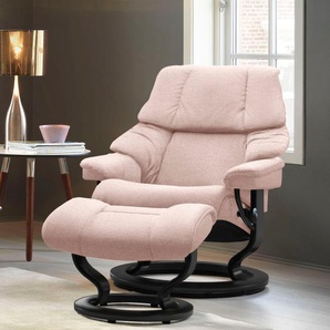 Relaxsessel STRESSLESS Reno Sessel Gr. ROHLEDER Stoff Q2 FARON, Classic Base Schwarz, Relaxfunktion-Drehfunktion-Plus™System-Gleitsystem, B/H/T: 75 cm x 96 cm x 75 cm, pink (light q2 faron) Lesesessel und Relaxsessel