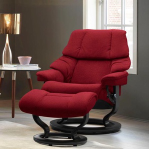 Relaxsessel STRESSLESS Reno Sessel Gr. ROHLEDER Stoff Q2 FARON, Classic Base Schwarz, Relaxfunktion-Drehfunktion-Plus™System-Gleitsystem, B/H/T: 75 cm x 96 cm x 75 cm, rot (red q2 faron) Lesesessel und Relaxsessel