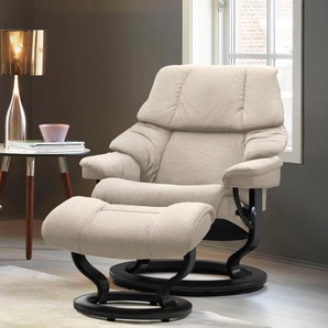Relaxsessel STRESSLESS Reno Sessel Gr. ROHLEDER Stoff Q2 FARON, Classic Base Schwarz, Relaxfunktion-Drehfunktion-Plus™System-Gleitsystem, B/H/T: 79 cm x 98 cm x 75 cm, beige (light q2 faron) Lesesessel und Relaxsessel mit Classic Base, Größe S, M & L,