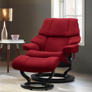 Relaxsessel STRESSLESS Reno Sessel Gr. ROHLEDER Stoff Q2 FARON, Classic Base Schwarz, Relaxfunktion-Drehfunktion-Plus™System-Gleitsystem, B/H/T: 88 cm x 98 cm x 78 cm, rot (red q2 faron) Lesesessel und Relaxsessel