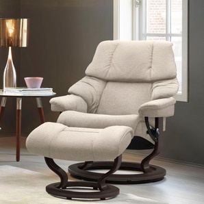 Relaxsessel STRESSLESS Reno Sessel Gr. ROHLEDER Stoff Q2 FARON, Classic Base Wenge, Relaxfunktion-Drehfunktion-Plus™System-Gleitsystem, B/H/T: 75 cm x 96 cm x 75 cm, beige (light q2 faron) Lesesessel und Relaxsessel mit Classic Base, Größe S, M & L,