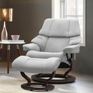 Relaxsessel STRESSLESS Reno Sessel Gr. ROHLEDER Stoff Q2 FARON, Classic Base Wenge, Relaxfunktion-Drehfunktion-Plus™System-Gleitsystem, B/H/T: 88 cm x 98 cm x 78 cm, grau (light grey q2 faron) Lesesessel und Relaxsessel mit Hocker, Classic Base, Größe S,