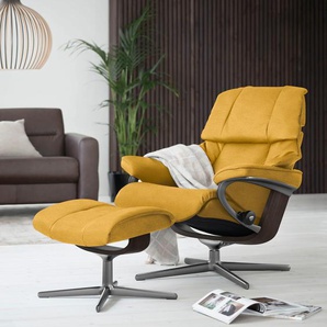 Relaxsessel STRESSLESS Reno Sessel Gr. ROHLEDER Stoff Q2 FARON, Cross Base Wenge, Rela x funktion-Drehfunktion-Plus™System-Gleitsystem-BalanceAdapt™, B/H/T: 79 cm x 99 cm x 75 cm, gelb (yellow q2 faron) Lesesessel und Relaxsessel
