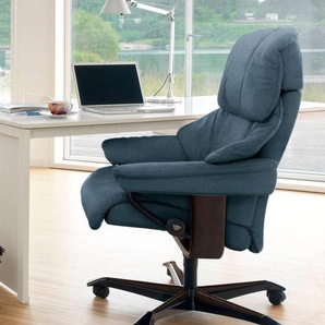 Relaxsessel STRESSLESS Reno Sessel Gr. ROHLEDER Stoff Q2 FARON, Home Office Base Braun, Relaxfunktion-Drehfunktion-Plus™System-Gleitsystem-Höhenverstellung, B/H/T: 79 cm x 108 cm x 75 cm, blau (petrol q2 faron) Lesesessel und Relaxsessel