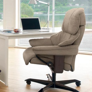 Relaxsessel STRESSLESS Reno Sessel Gr. ROHLEDER Stoff Q2 FARON, Home Office Base Wenge, Relaxfunktion-Drehfunktion-Plus™System-Gleitsystem-Höhenverstellung, B/H/T: 79 cm x 108 cm x 75 cm, beige (beige q2 faron) Lesesessel und Relaxsessel