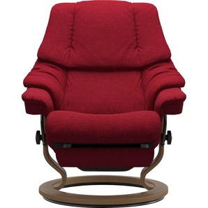 Relaxsessel STRESSLESS Reno Sessel Gr. ROHLEDER Stoff Q2 FARON, Power™ Leg & Back-Classic Base Eiche, B/H/T: 88 cm x 98 cm x 77 cm, rot (red q2 faron) Lesesessel und Relaxsessel