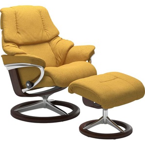 Relaxsessel STRESSLESS Reno Sessel Gr. ROHLEDER Stoff Q2 FARON, Signature Base Braun, Relaxfunktion-Drehfunktion-Plus™System-Gleitsystem-BalanceAdapt™, B/H/T: 83 cm x 100 cm x 76 cm, gelb (yellow q2 faron) Lesesessel und Relaxsessel