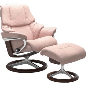 Relaxsessel STRESSLESS Reno Sessel Gr. ROHLEDER Stoff Q2 FARON, Signature Base Braun, Relaxfunktion-Drehfunktion-Plus™System-Gleitsystem-BalanceAdapt™, B/H/T: 92 cm x 100 cm x 80 cm, pink (light q2 faron) Lesesessel und Relaxsessel