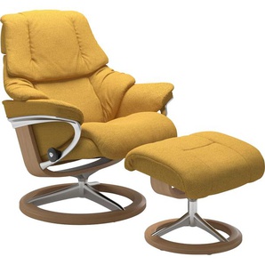 Relaxsessel STRESSLESS Reno Sessel Gr. ROHLEDER Stoff Q2 FARON, Signature Base Eiche, Relaxfunktion-Drehfunktion-Plus™System-Gleitsystem-BalanceAdapt™, B/H/T: 79 cm x 99 cm x 75 cm, gelb (yellow q2 faron) Lesesessel und Relaxsessel