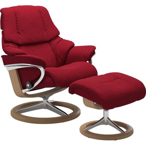 Relaxsessel STRESSLESS Reno Sessel Gr. ROHLEDER Stoff Q2 FARON, Signature Base Eiche, Relaxfunktion-Drehfunktion-Plus™System-Gleitsystem-BalanceAdapt™, B/H/T: 79 cm x 99 cm x 75 cm, rot (red q2 faron) Lesesessel und Relaxsessel mit Hocker, Signature Base,