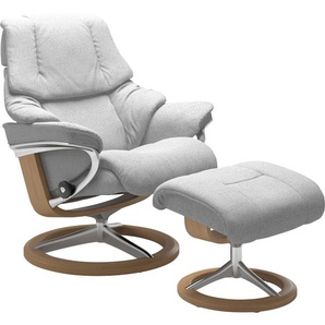 Relaxsessel STRESSLESS Reno Sessel Gr. ROHLEDER Stoff Q2 FARON, Signature Base Eiche, Relaxfunktion-Drehfunktion-Plus™System-Gleitsystem-BalanceAdapt™, B/H/T: 83 cm x 100 cm x 76 cm, grau (light grey q2 faron) Lesesessel und Relaxsessel
