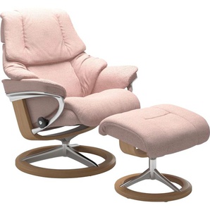 Relaxsessel STRESSLESS Reno Sessel Gr. ROHLEDER Stoff Q2 FARON, Signature Base Eiche, Relaxfunktion-Drehfunktion-Plus™System-Gleitsystem-BalanceAdapt™, B/H/T: 83 cm x 100 cm x 76 cm, pink (light q2 faron) Lesesessel und Relaxsessel