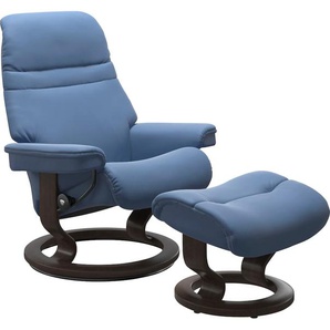 Relaxsessel STRESSLESS Sunrise Sessel Gr. Material Bezug, Ausführung / Funktion, Maße B/H/T, blau (lazuli blue) Lesesessel und Relaxsessel mit Classic Base, Größe S, Gestell Wenge