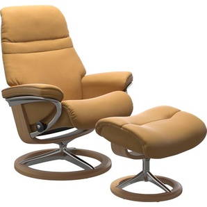 Relaxsessel STRESSLESS Sunrise Sessel Gr. Material Bezug, Ausführung Funktion, Maße B/H/T, gelb (honey) Lesesessel und Relaxsessel mit Signature Base, Größe S, Gestell Eiche
