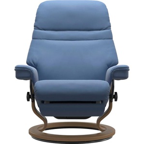 Relaxsessel STRESSLESS Sunrise Sessel Gr. Material Bezug, Material Gestell, Relaxfunktion-Drehfunktion-Integrierte Fußstütze-Plus™System, Maße B/H/T, blau (lazuli blue) Lesesessel und Relaxsessel