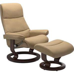 Relaxsessel STRESSLESS View Sessel Gr. Leder PALOMA, Cross Base Braun, Relaxfunktion-Drehfunktion-Plus™System-Gleitsystem, B/H/T: 91 cm x 109 cm x 83 cm, beige (sand paloma) Lesesessel und Relaxsessel mit Classic Base, Größe L,Gestell Braun