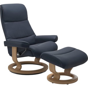 Relaxsessel STRESSLESS View Sessel Gr. Leder PALOMA, Cross Base Eiche, Rela x funktion-Drehfunktion-Plus™System-Gleitsystem, B/H/T: 78 cm x 105 cm x 78 cm, blau (o x ford blue paloma) Lesesessel und Relaxsessel mit Classic Base, Größe S,Gestell Eiche