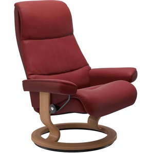 Relaxsessel STRESSLESS View Sessel Gr. Leder PALOMA, Cross Base Eiche, Rela x funktion-Drehfunktion-Plus™System-Gleitsystem, B/H/T: 82 cm x 108 cm x 81 cm, rot (cherry paloma) Lesesessel und Relaxsessel