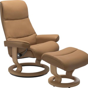 Relaxsessel STRESSLESS View Sessel Gr. Leder PALOMA, Cross Base Eiche, Rela x funktion-Drehfunktion-Plus™System-Gleitsystem, B/H/T: 91 cm x 109 cm x 83 cm, braun (taupe paloma) Lesesessel und Relaxsessel