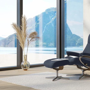 Relaxsessel STRESSLESS View Sessel Gr. Leder PALOMA, Cross Base Eiche, Rela x funktion-Drehfunktion-Plus™System-Gleitsystem-BalanceAdapt™, B/H/T: 78 cm x 108 cm x 78 cm, blau (o x ford blue paloma) Lesesessel und Relaxsessel