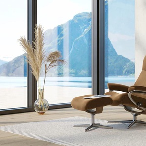 Relaxsessel STRESSLESS View Sessel Gr. Leder PALOMA, Cross Base Eiche, Rela x funktion-Drehfunktion-Plus™System-Gleitsystem-BalanceAdapt™, B/H/T: 78 cm x 108 cm x 78 cm, braun (taupe paloma) Lesesessel und Relaxsessel