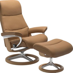 Relaxsessel STRESSLESS View Sessel Gr. Leder PALOMA, Cross Base Eiche, Rela x funktion-Drehfunktion-Plus™System-Gleitsystem-BalanceAdapt™, B/H/T: 78 cm x 108 cm x 78 cm, braun (taupe paloma) Lesesessel und Relaxsessel