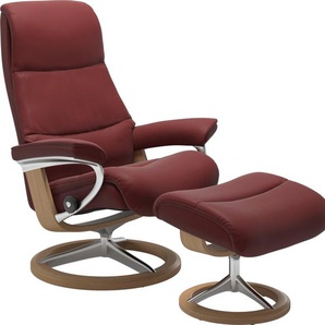 Relaxsessel STRESSLESS View Sessel Gr. Leder PALOMA, Cross Base Eiche, Rela x funktion-Drehfunktion-Plus™System-Gleitsystem-BalanceAdapt™, B/H/T: 78 cm x 108 cm x 78 cm, rot (cherry paloma) Lesesessel und Relaxsessel mit Signature Base, Größe S,Gestell