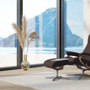 Relaxsessel STRESSLESS View Sessel Gr. Leder PALOMA, Cross Base Eiche, Rela x funktion-Drehfunktion-Plus™System-Gleitsystem-BalanceAdapt™, B/H/T: 91 cm x 110 cm x 85 cm, braun (chocolate paloma) Lesesessel und Relaxsessel
