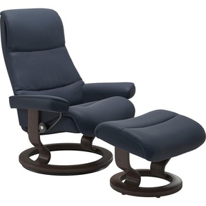 Relaxsessel STRESSLESS View Sessel Gr. Leder PALOMA, Cross Base Wenge, Rela x funktion-Drehfunktion-Plus™System-Gleitsystem, B/H/T: 82 cm x 108 cm x 81 cm, blau (o x ford blue paloma) Lesesessel und Relaxsessel mit Classic Base, Größe M,Gestell Wenge