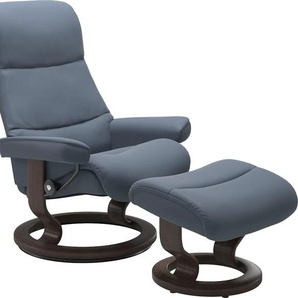 Relaxsessel STRESSLESS View Sessel Gr. Leder PALOMA, Cross Base Wenge, Rela x funktion-Drehfunktion-Plus™System-Gleitsystem, B/H/T: 82 cm x 108 cm x 81 cm, blau (sparrow blue paloma) Lesesessel und Relaxsessel