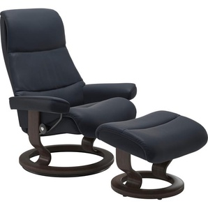 Relaxsessel STRESSLESS View Sessel Gr. Leder PALOMA, Cross Base Wenge, Rela x funktion-Drehfunktion-Plus™System-Gleitsystem, B/H/T: 91 cm x 109 cm x 83 cm, blau (shadow blue paloma) Lesesessel und Relaxsessel mit Classic Base, Größe L,Gestell Wenge