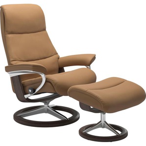 Relaxsessel STRESSLESS View Sessel Gr. Leder PALOMA, Cross Base Wenge, Rela x funktion-Drehfunktion-Plus™System-Gleitsystem-BalanceAdapt™, B/H/T: 82 cm x 109 cm x 81 cm, braun (taupe paloma) Lesesessel und Relaxsessel mit Signature Base, Größe M,Gestell
