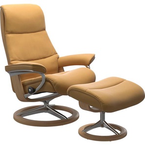 Relaxsessel STRESSLESS View Sessel Gr. Material Bezug, Cross Base Eiche, Ausführung / Funktion, Maße B/H/T, gelb (honey) Lesesessel und Relaxsessel