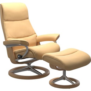 Relaxsessel STRESSLESS View Sessel Gr. Material Bezug, Cross Base Eiche, Ausführung / Funktion, Maße B/H/T, gelb (yellow) Lesesessel und Relaxsessel