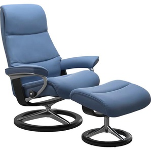Relaxsessel STRESSLESS View Sessel Gr. Material Bezug, Cross Base Schwarz, Ausführung / Funktion, Maße B/H/T, blau (lazuli blue) Lesesessel und Relaxsessel