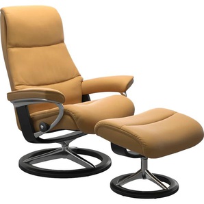 Relaxsessel STRESSLESS View Sessel Gr. Material Bezug, Cross Base Schwarz, Ausführung / Funktion, Maße B/H/T, gelb (honey) Lesesessel und Relaxsessel
