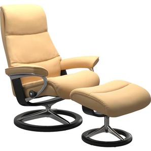 Relaxsessel STRESSLESS View Sessel Gr. Material Bezug, Cross Base Schwarz, Ausführung / Funktion, Maße, gelb (yellow) Lesesessel und Relaxsessel