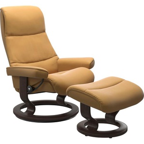 Relaxsessel STRESSLESS View Sessel Gr. Material Bezug, Cross Base Wenge, Ausführung Funktion, Maße B/H/T, gelb (honey) Lesesessel und Relaxsessel mit Classic Base, Größe M,Gestell Wenge