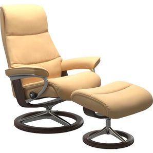 Relaxsessel STRESSLESS View Sessel Gr. Material Bezug, Cross Base Wenge, Ausführung / Funktion, Maße B/H/T, gelb (yellow) Lesesessel und Relaxsessel mit Signature Base, Größe M,Gestell Wenge