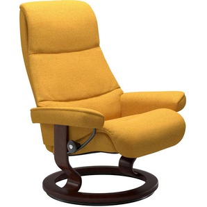 Relaxsessel STRESSLESS View Sessel Gr. ROHLEDER Stoff Q2 FARON, Cross Base Braun, Rela x funktion-Drehfunktion-Plus™System-Gleitsystem, B/H/T: 78 cm x 105 cm x 78 cm, gelb (yellow q2 faron) Lesesessel und Relaxsessel mit Classic Base, Größe S,Gestell
