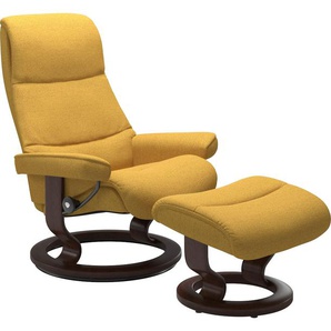 Relaxsessel STRESSLESS View Sessel Gr. ROHLEDER Stoff Q2 FARON, Cross Base Braun, Rela x funktion-Drehfunktion-Plus™System-Gleitsystem, B/H/T: 82 cm x 108 cm x 81 cm, gelb (yellow q2 faron) Lesesessel und Relaxsessel