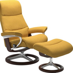 Relaxsessel STRESSLESS View Sessel Gr. ROHLEDER Stoff Q2 FARON, Cross Base Braun, Rela x funktion-Drehfunktion-Plus™System-Gleitsystem-BalanceAdapt™, B/H/T: 78 cm x 108 cm x 78 cm, gelb (yellow q2 faron) Lesesessel und Relaxsessel mit Signature Base,