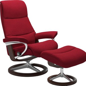 Relaxsessel STRESSLESS View Sessel Gr. ROHLEDER Stoff Q2 FARON, Cross Base Braun, Rela x funktion-Drehfunktion-Plus™System-Gleitsystem-BalanceAdapt™, B/H/T: 78 cm x 108 cm x 78 cm, rot (red q2 faron) Lesesessel und Relaxsessel mit Signature Base, Größe